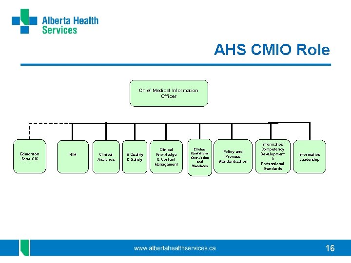 AHS CMIO Role Chief Medical Information Officer Edmonton Zone CIS HIM Clinical Analytics E-Quality