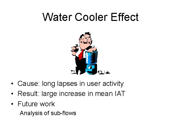 Water Cooler Effect • Cause: long lapses in user activity • Result: large increase