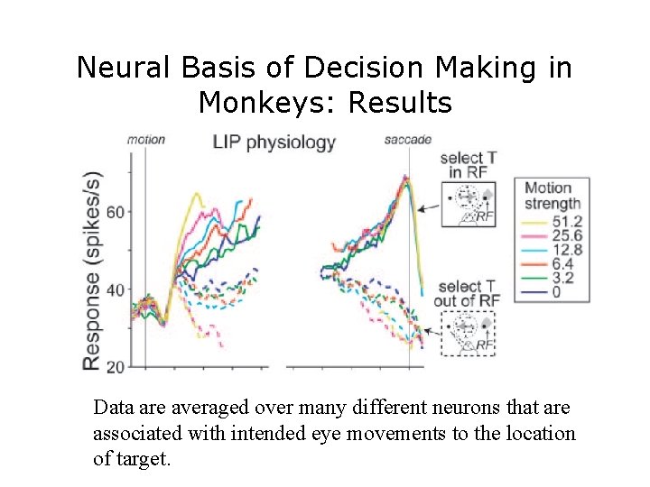 Neural Basis of Decision Making in Monkeys: Results Data are averaged over many different