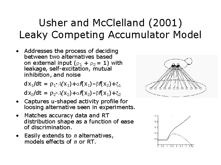 Usher and Mc. Clelland (2001) Leaky Competing Accumulator Model • Addresses the process of