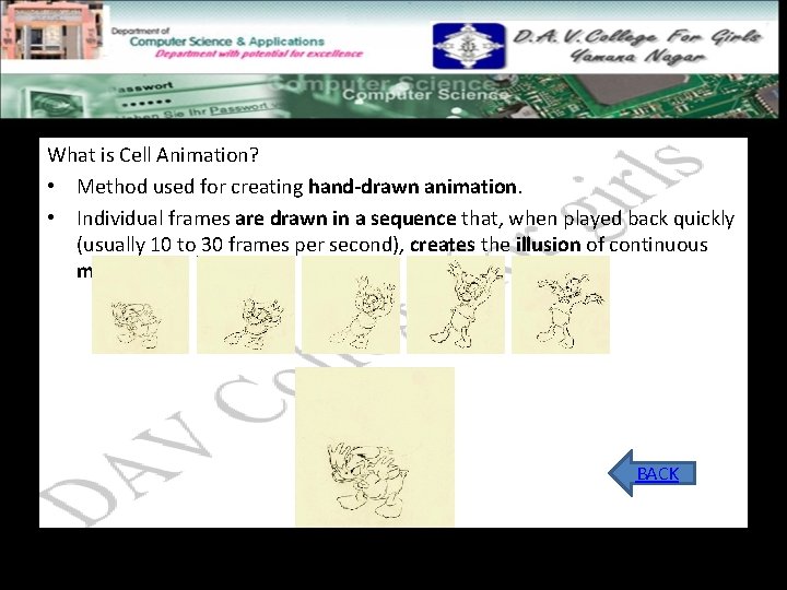 What is Cell Animation? • Method used for creating hand-drawn animation. • Individual frames