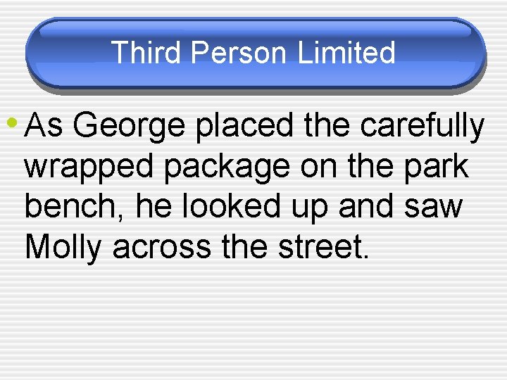 Third Person Limited • As George placed the carefully wrapped package on the park