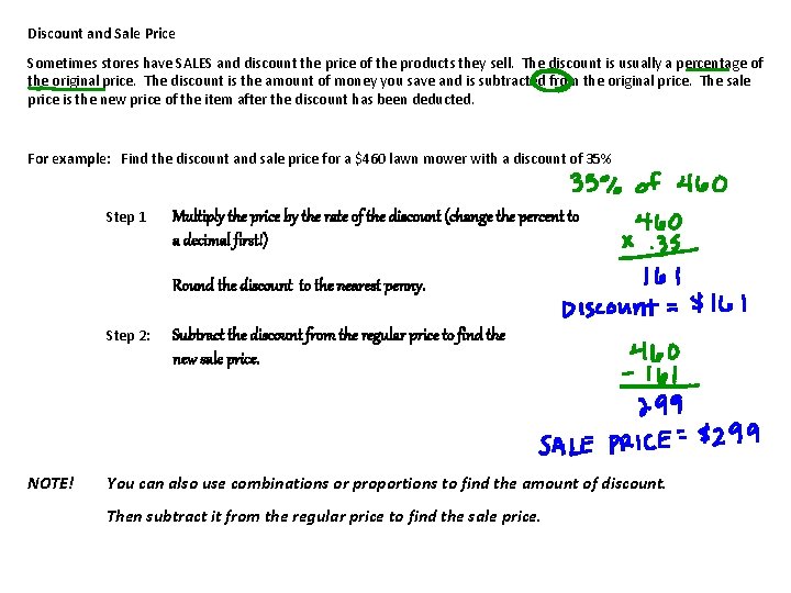 Discount and Sale Price Sometimes stores have SALES
