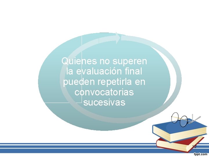 Quienes no superen la evaluación final pueden repetirla en convocatorias sucesivas 12 