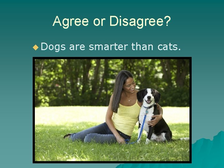 Agree or Disagree? u Dogs are smarter than cats. 