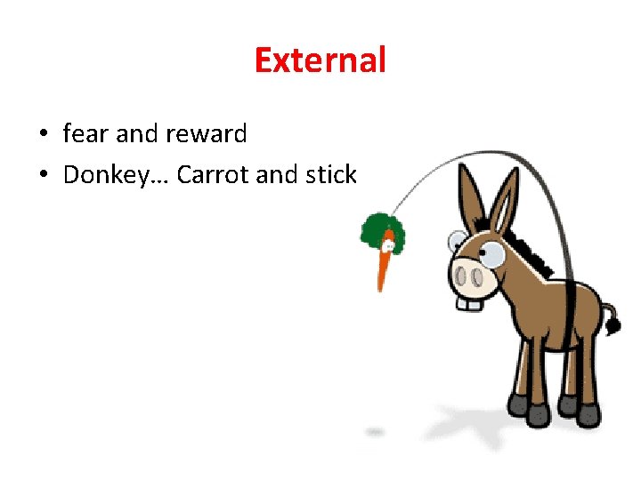 External • fear and reward • Donkey… Carrot and stick 