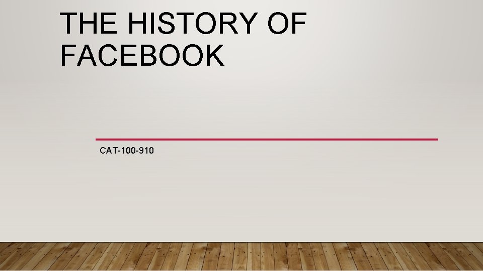 THE HISTORY OF FACEBOOK CAT-100 -910 