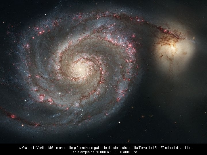 La Galassia Vortice M 51 è una delle più luminose galassie del cielo: dista