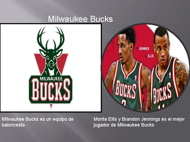 Milwaukee Bucks es un equipo de baloncesto Monta Ellis y Brandon Jennings es el