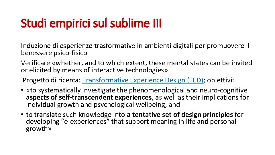 Studi empirici sul sublime III Induzione di esperienze trasformative in ambienti digitali per promuovere