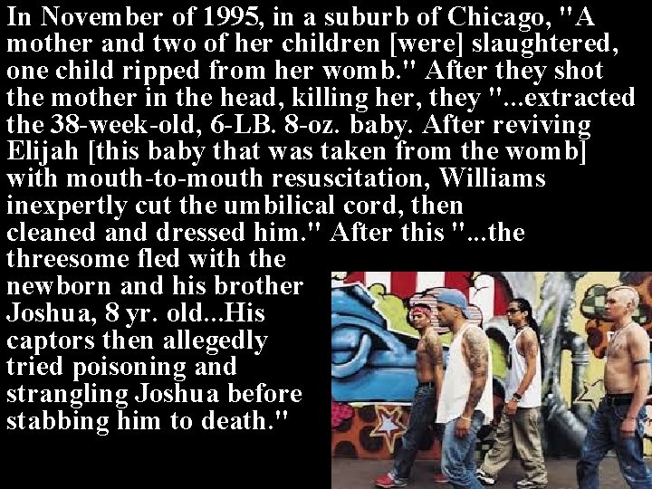 In November of 1995, in a suburb of Chicago, "A mother and two of