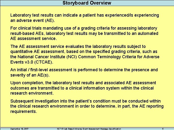 HL 7 Version 3 Laboratory Resultbased Adverse Event