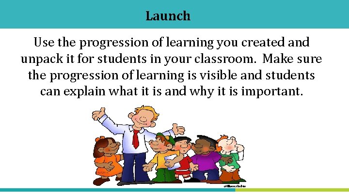 Launch Use the progression of learning you created and unpack it for students in