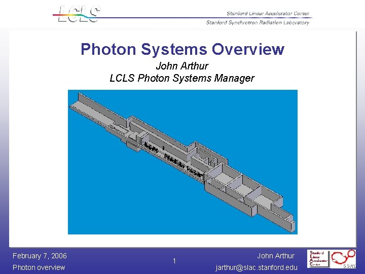 Photon Systems Overview John Arthur LCLS Photon Systems Manager February 7, 2006 Photon overview