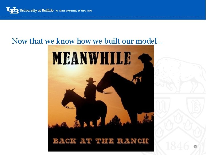 Now that we know how we built our model… ‘- 15 Now that we know how we built our model… ‘- 15