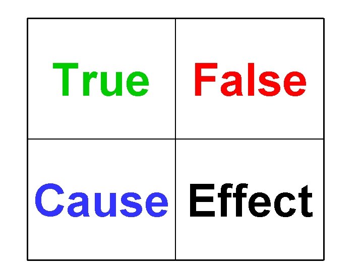 True False Cause Effect 