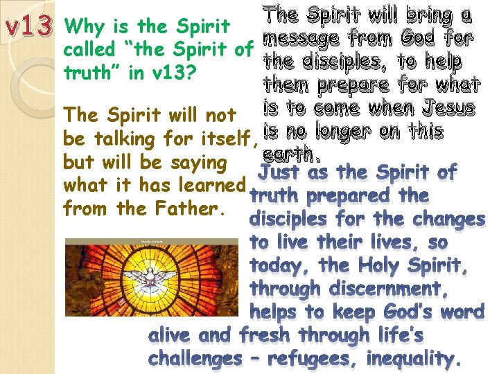 v 13 The Spirit will bring a Why is the Spirit message from God v 13 The Spirit will bring a Why is the Spirit message from God