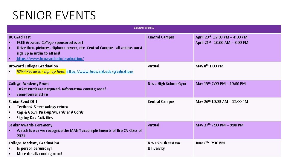 SENIOR EVENTS BC Grad Fest FREE Broward College sponsored event Drive thru, pictures, diploma