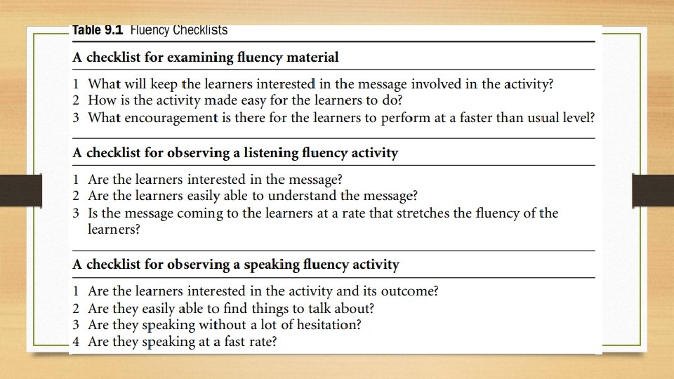 Fluency Checklist 