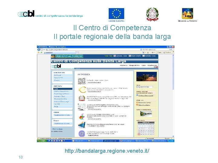 Il Centro di Competenza Il portale regionale della banda larga http: //bandalarga. regione. veneto.