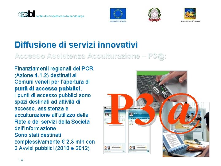 Diffusione di servizi innovativi Accesso Assistenza Acculturazione – P 3@: Finanziamenti regionali del POR