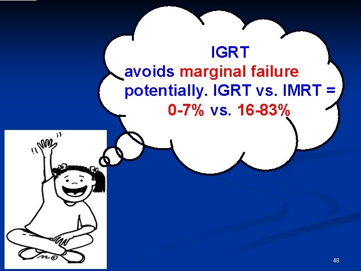 IGRT avoids marginal failure potentially. IGRT vs. IMRT = 0 -7% vs. 16 -83%