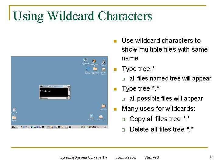 Using Wildcard Characters n Use wildcard characters to show multiple files with same n