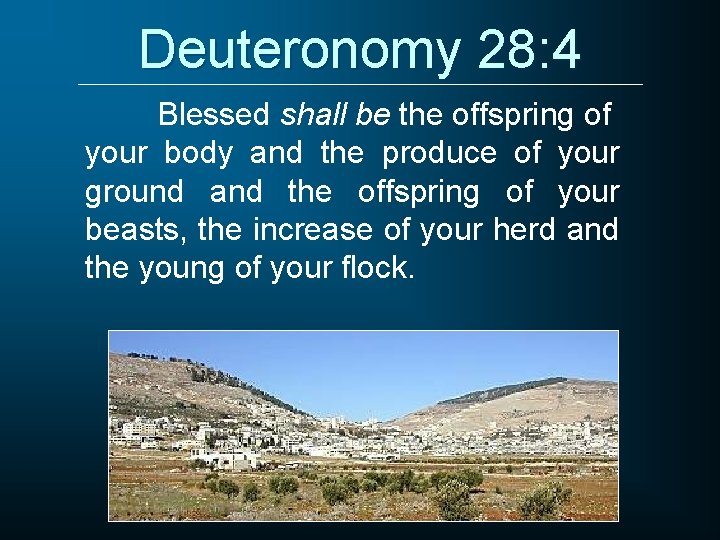 Deuteronomy 28: 4 Blessed shall be the offspring of your body and the produce