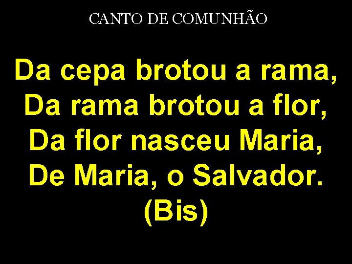 CANTO DE COMUNHÃO Da cepa brotou a rama, Da rama brotou a flor, Da