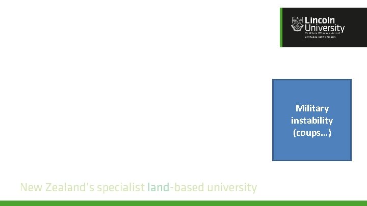 Military instability (coups…) 