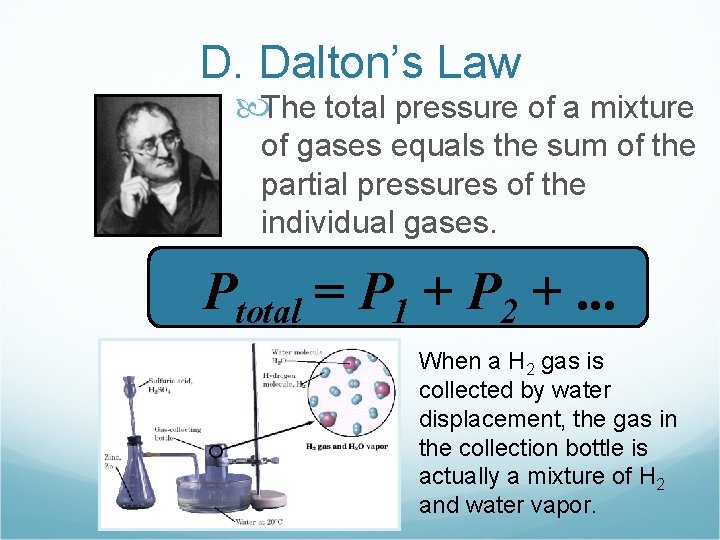 D. Dalton’s Law The total pressure of a mixture of gases equals the sum