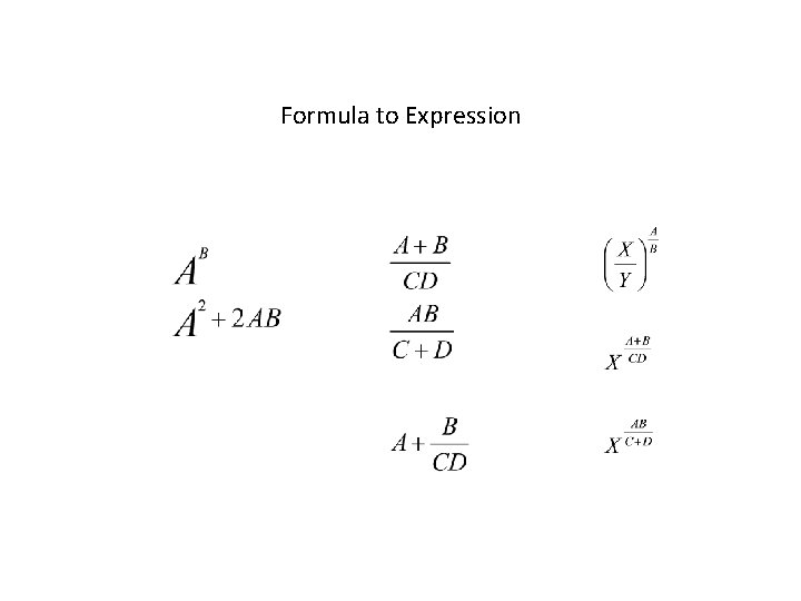 Formula to Expression 