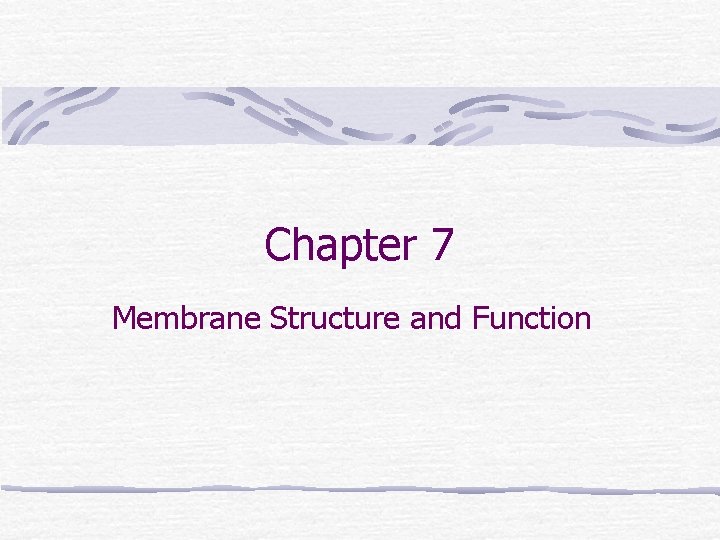 Chapter 7 Membrane Structure and Function 