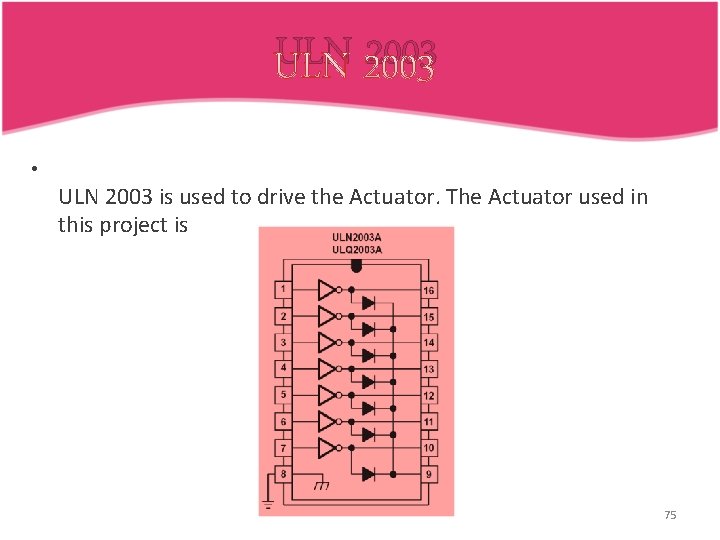 ULN 2003 • ULN 2003 is used to drive the Actuator. The Actuator used