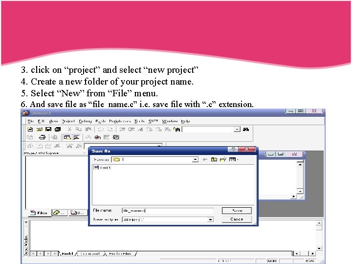 3. click on “project” and select “new project” 4. Create a new folder of