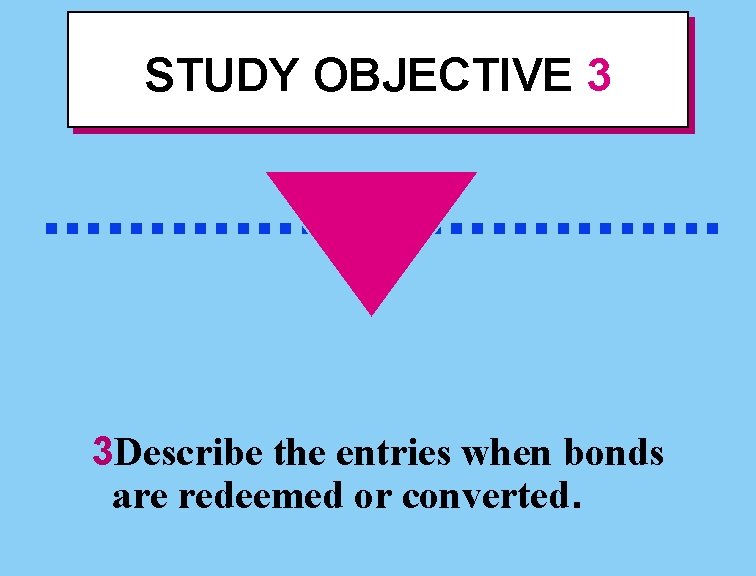 STUDY OBJECTIVE 3 . . . . 3 Describe the entries when bonds are