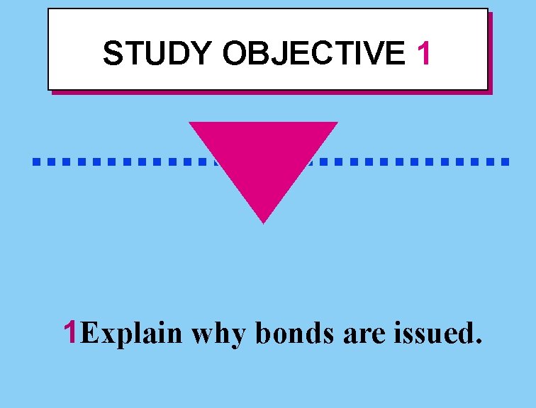 STUDY OBJECTIVE 1 . . . . 1 Explain why bonds are issued. 