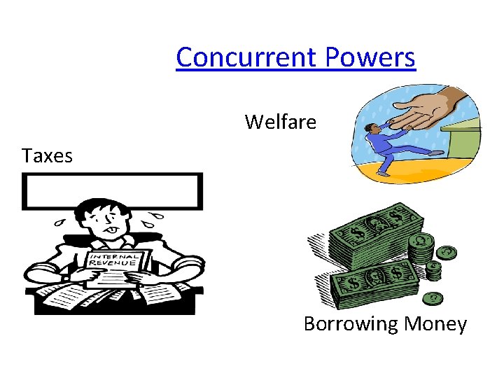 Concurrent Powers Welfare Taxes Borrowing Money 