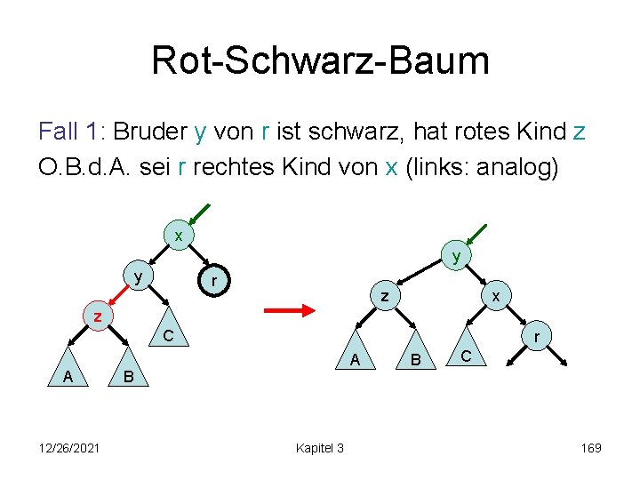 Rot-Schwarz-Baum Fall 1: Bruder y von r ist schwarz, hat rotes Kind z O.