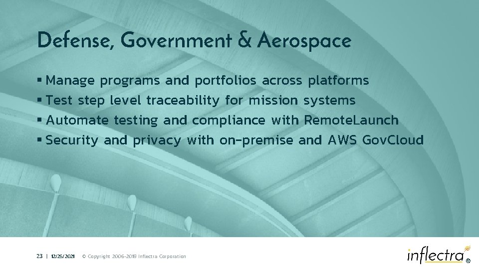 Defense, Government & Aerospace § Manage programs and portfolios across platforms § Test step