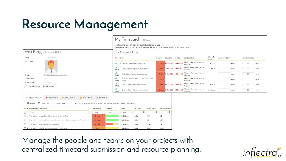 Resource Management Manage the people and teams on your projects with centralized timecard submission