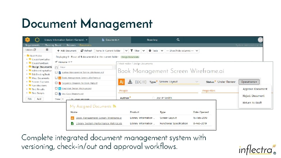 Document Management Complete integrated document management system with versioning, check-in/out and approval workflows. ®