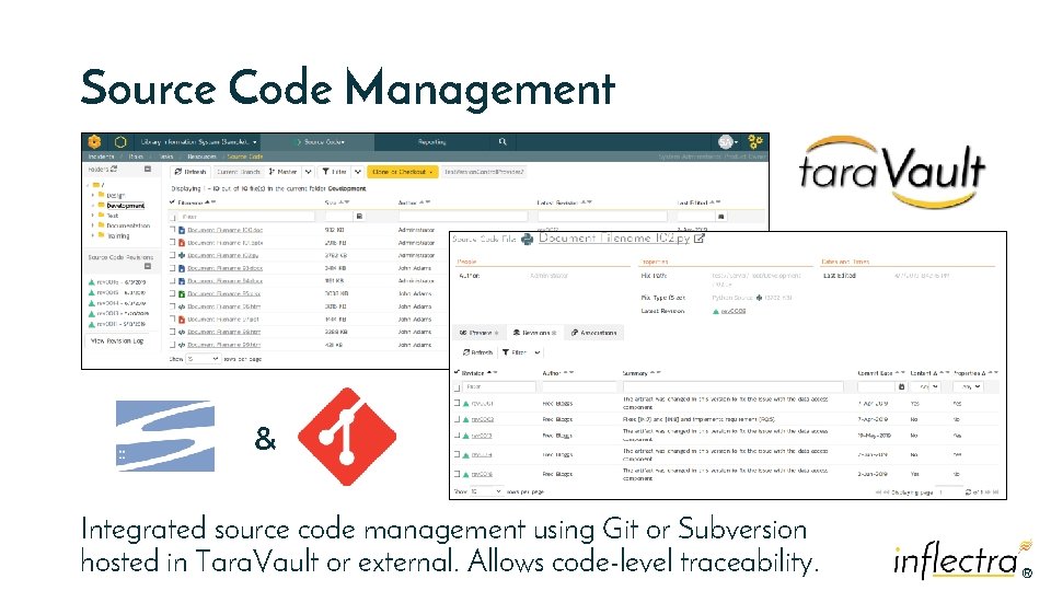 Source Code Management & Integrated source code management using Git or Subversion hosted in