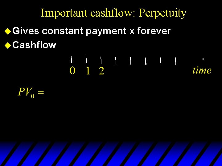 Important cashflow: Perpetuity u Gives constant payment x forever u Cashflow 