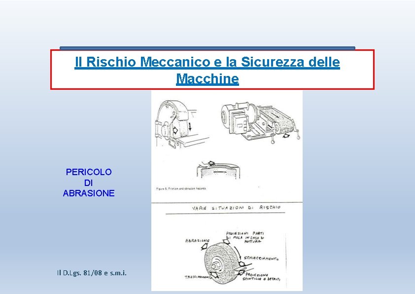 Il Rischio Meccanico e la Sicurezza delle Macchine PERICOLO DI ABRASIONE Il D. Lgs.