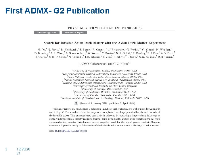 First ADMX- G 2 Publication 3 12/25/20 21 