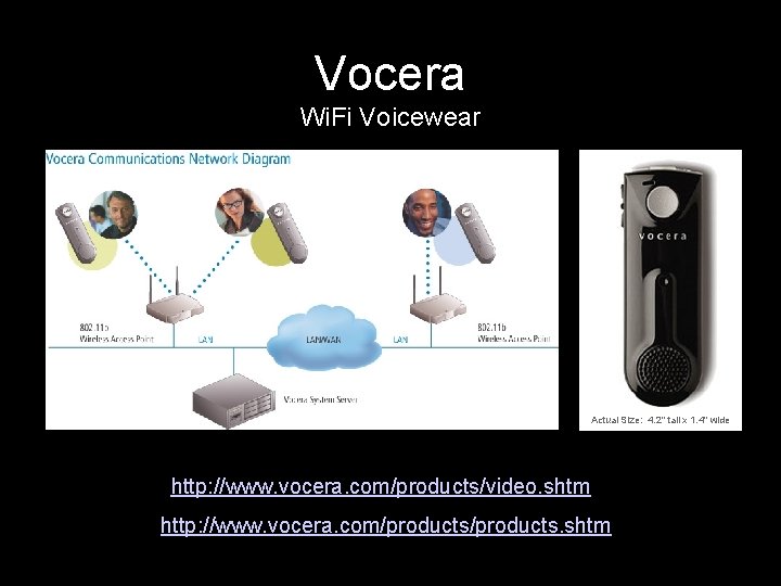Vocera Wi. Fi Voicewear Actual Size: 4. 2" tall x 1. 4" wide http: