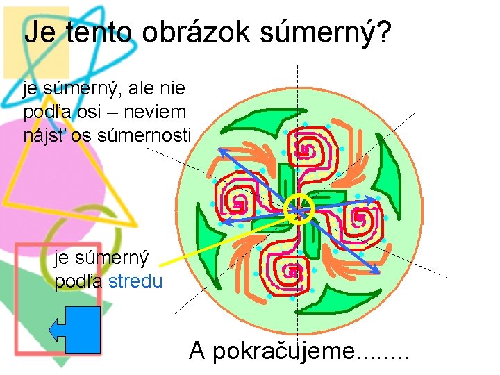 Je tento obrázok súmerný? je súmerný, ale nie podľa osi – neviem nájsť os