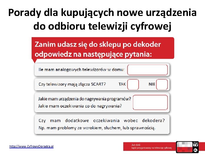 Porady dla kupujących nowe urządzenia do odbioru telewizji cyfrowej http: //www. Cyfrowy. Doradca. pl