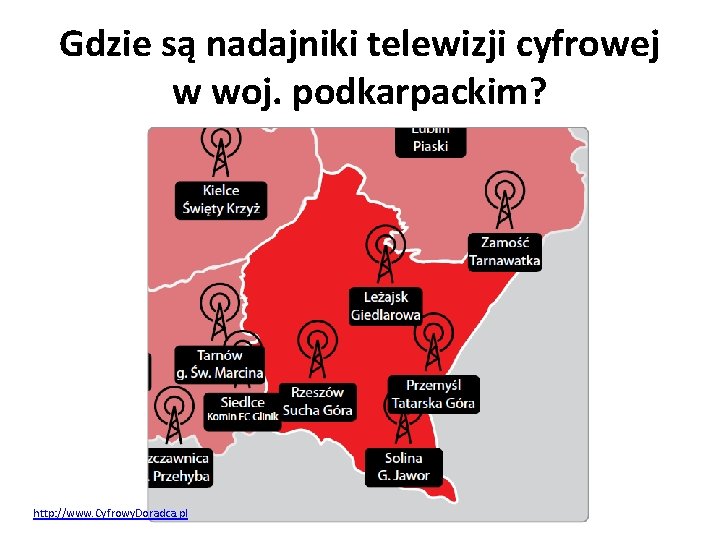 Gdzie są nadajniki telewizji cyfrowej w woj. podkarpackim? http: //www. Cyfrowy. Doradca. pl 